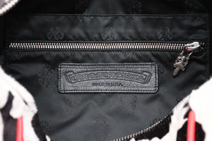 極美品 CHROME HEARTS クロムハーツ DUFFLE BAG MINI ダッフルバッグ ミニ ハンドバッグ セメタリークロスパッチ ハラコ レザー 中古 4b012211