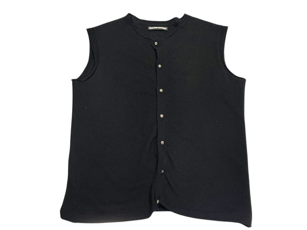 CHROME HEARTS クロムハーツ カシミヤ ニット ボタンベスト サイズＬ 黒 美品 中古 4b010874