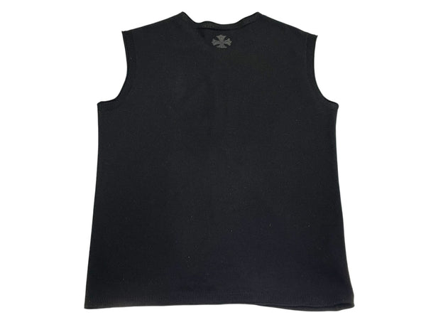 CHROME HEARTS クロムハーツ カシミヤ ニット ボタンベスト サイズＬ 黒 美品 中古 4b010874