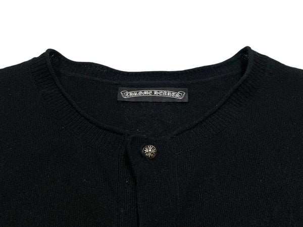CHROME HEARTS クロムハーツ カシミヤ ニット ボタンベスト サイズＬ 黒 美品 中古 4b010874