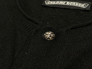 CHROME HEARTS クロムハーツ カシミヤ ニット ボタンベスト サイズＬ 黒 美品 中古 4b010874