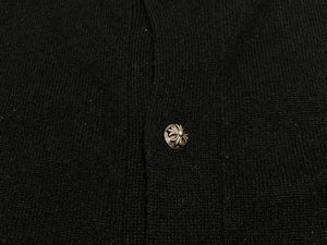CHROME HEARTS クロムハーツ カシミヤ ニット ボタンベスト サイズＬ 黒 美品 中古 4b010874