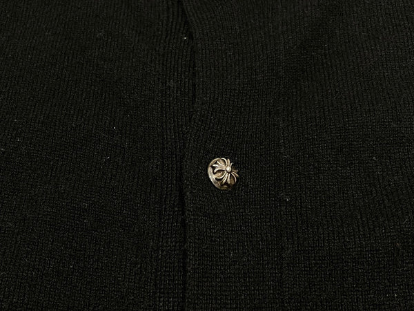 CHROME HEARTS クロムハーツ カシミヤ ニット ボタンベスト サイズＬ 黒 美品 中古 4b010874