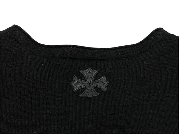 CHROME HEARTS クロムハーツ カシミヤ ニット ボタンベスト サイズＬ 黒 美品 中古 4b010874