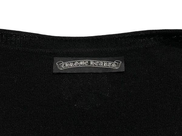 CHROME HEARTS クロムハーツ カシミヤ ニット ボタンベスト サイズＬ 黒 美品 中古 4b010874