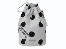 画像をギャラリービューアに読み込む, 極美品 PRADA プラダ ハンドバッグ ポーチ リナイロン ラフシモンズ 1NA369 ナイロン ドット柄 ホワイト ブラック 中古 4b001222
