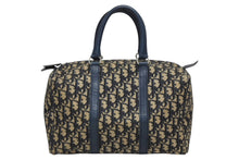 Load image into Gallery viewer, Christian Dior クリスチャンディオール ハンドバッグ トロッター柄 ミニボストンバッグ ネイビー ベージュ ヴィンテージ 良品 中古 4b011874