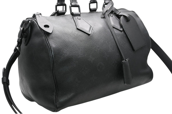 極美品 LOUIS VUITTON ルイヴィトン スピーディ P9 バンドリエール 30 ハンドバッグ M13904 モノグラム ウルトラブラック 中古 4b012236