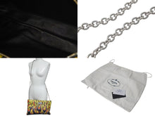 画像をギャラリービューアに読み込む, 極美品 PRADA プラダ クラッチバッグ ファイヤーパターン バナナ 1BF060 レザー イエロー レッド ブラック シルバー金具 中古 4b001224