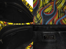 画像をギャラリービューアに読み込む, 極美品 PRADA プラダ クラッチバッグ ファイヤーパターン バナナ 1BF060 レザー イエロー レッド ブラック シルバー金具 中古 4b001224