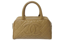 Load image into Gallery viewer, 極美品 CHANEL シャネル ボーリングハンドバッグ ココマーク ミニバッグ 8番台 キャビスキン ベージュ ゴールド金具 中古 4b001228