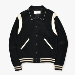 CELINE セリーヌ ジャケット テディジャケット バーシティジャケット コーデュロイ ブラック オフホワイト コットン レーヨン サイズ50 中古 4b012287