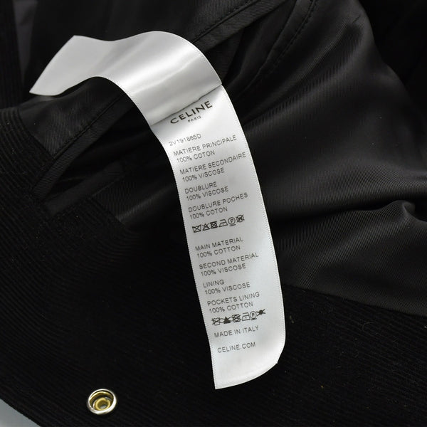 CELINE セリーヌ ジャケット テディジャケット バーシティジャケット コーデュロイ ブラック オフホワイト コットン レーヨン サイズ50 中古 4b012287