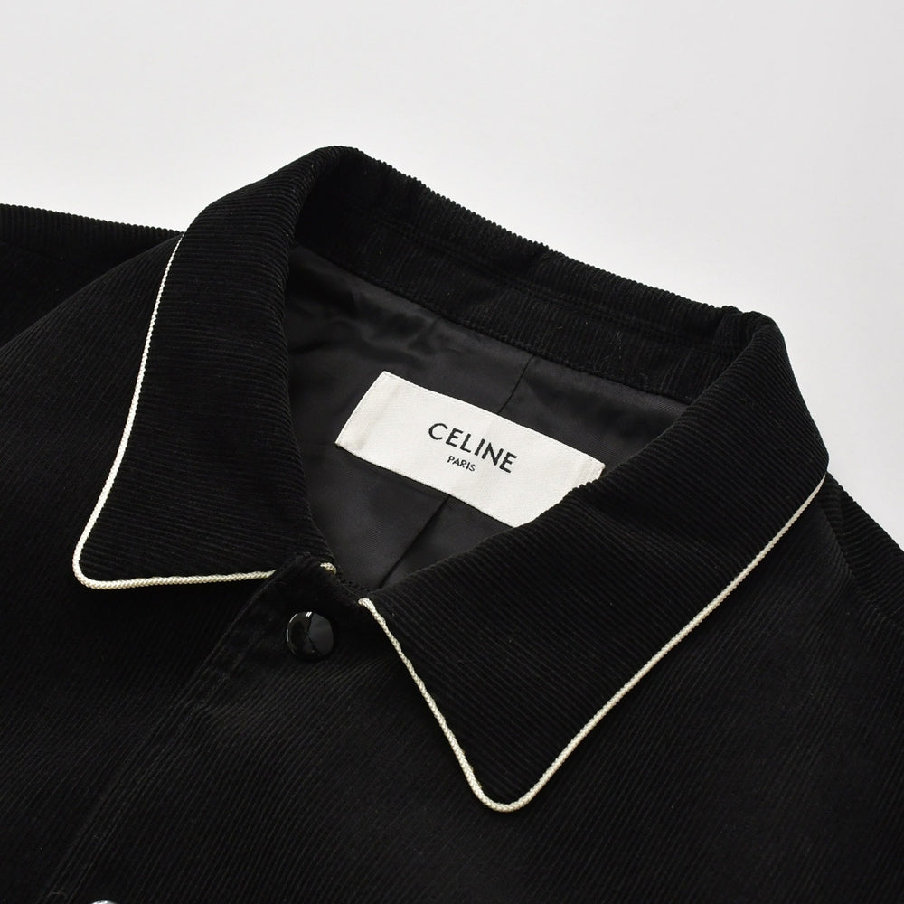 CELINE Celine jacket teddy jacket varsity jacket corduroy black off-white cotton rayon size 50 used 4b012287