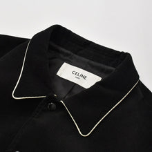 Load image into Gallery viewer, CELINE セリーヌ ジャケット テディジャケット バーシティジャケット コーデュロイ ブラック オフホワイト コットン レーヨン サイズ50 中古 4b012287