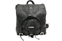 極美品 CHROME HEARTS クロムハーツ BSフレア バックパック リュック ガンスリンガー レザー シルバー925 ブラック 中古 4b012530