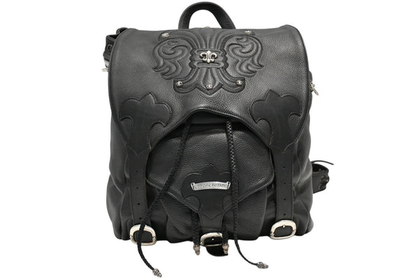 極美品 CHROME HEARTS クロムハーツ BSフレア バックパック リュック ガンスリンガー レザー シルバー925 ブラック 中古 4b012530