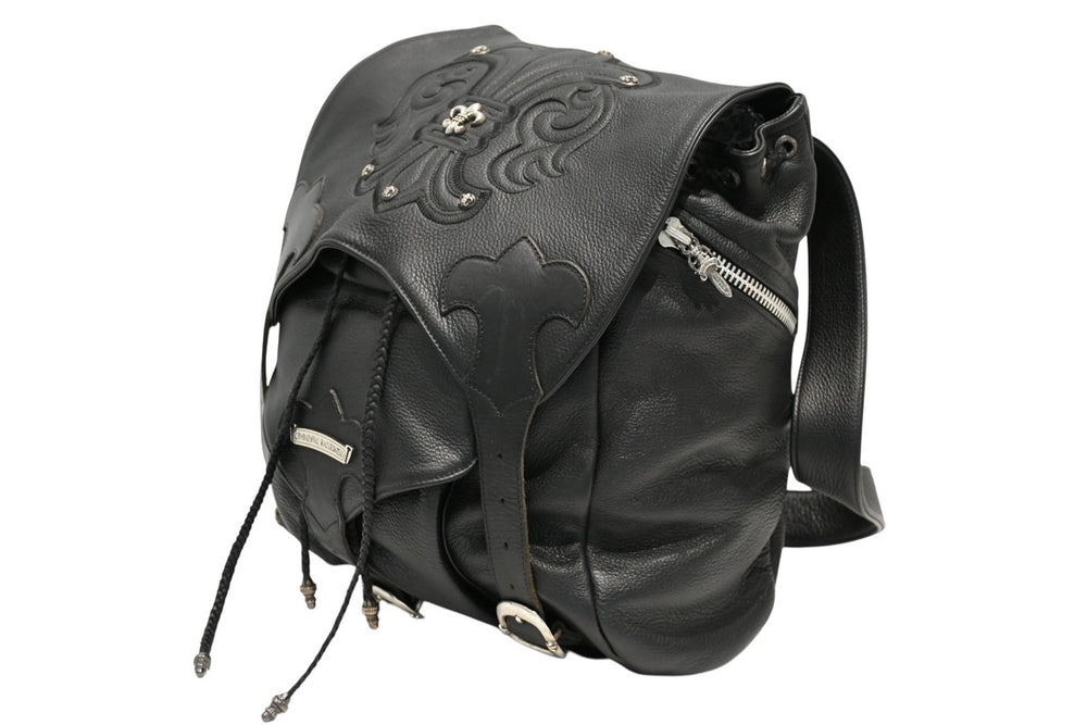 Very good condition CHROME HEARTS BS Flare Backpack Rucksack Gunslinger Leather Silver 925 Black Used 4b012530