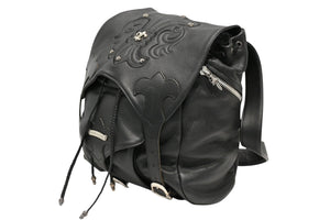 極美品 CHROME HEARTS クロムハーツ BSフレア バックパック リュック ガンスリンガー レザー シルバー925 ブラック 中古 4b012530