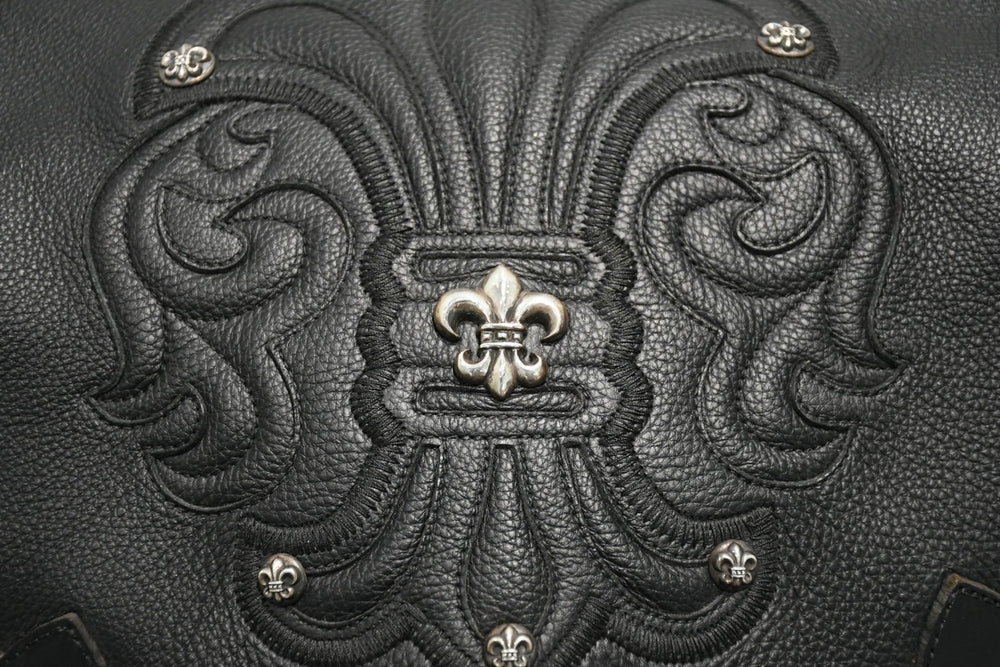 極美品 CHROME HEARTS クロムハーツ BSフレア バックパック リュック ガンスリンガー レザー シルバー925 ブラック 中古 4b012530