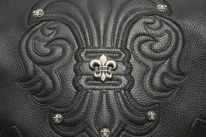 極美品 CHROME HEARTS クロムハーツ BSフレア バックパック リュック ガンスリンガー レザー シルバー925 ブラック 中古 4b012530
