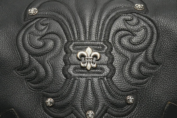 極美品 CHROME HEARTS クロムハーツ BSフレア バックパック リュック ガンスリンガー レザー シルバー925 ブラック 中古 4b012530