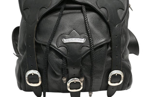 極美品 CHROME HEARTS クロムハーツ BSフレア バックパック リュック ガンスリンガー レザー シルバー925 ブラック 中古 4b012530