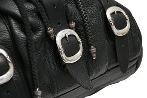 極美品 CHROME HEARTS クロムハーツ BSフレア バックパック リュック ガンスリンガー レザー シルバー925 ブラック 中古 4b012530