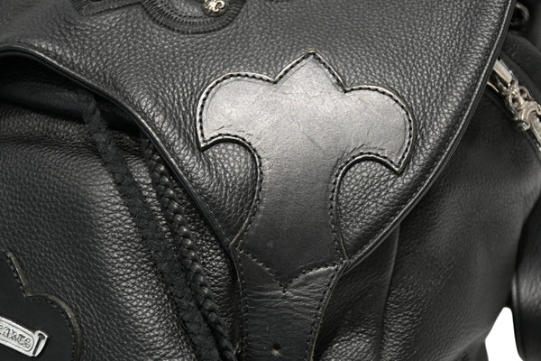 極美品 CHROME HEARTS クロムハーツ BSフレア バックパック リュック ガンスリンガー レザー シルバー925 ブラック 中古 4b012530
