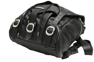 極美品 CHROME HEARTS クロムハーツ BSフレア バックパック リュック ガンスリンガー レザー シルバー925 ブラック 中古 4b012530
