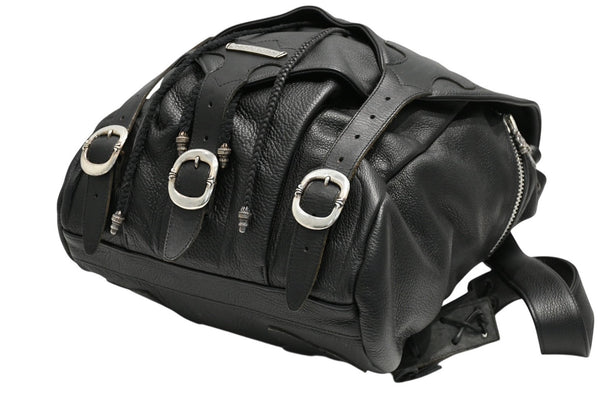 極美品 CHROME HEARTS クロムハーツ BSフレア バックパック リュック ガンスリンガー レザー シルバー925 ブラック 中古 4b012530