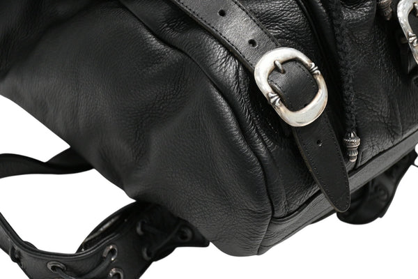極美品 CHROME HEARTS クロムハーツ BSフレア バックパック リュック ガンスリンガー レザー シルバー925 ブラック 中古 4b012530