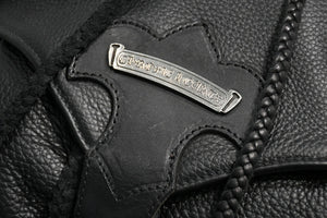 極美品 CHROME HEARTS クロムハーツ BSフレア バックパック リュック ガンスリンガー レザー シルバー925 ブラック 中古 4b012530