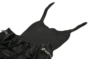 極美品 CHROME HEARTS クロムハーツ BSフレア バックパック リュック ガンスリンガー レザー シルバー925 ブラック 中古 4b012530