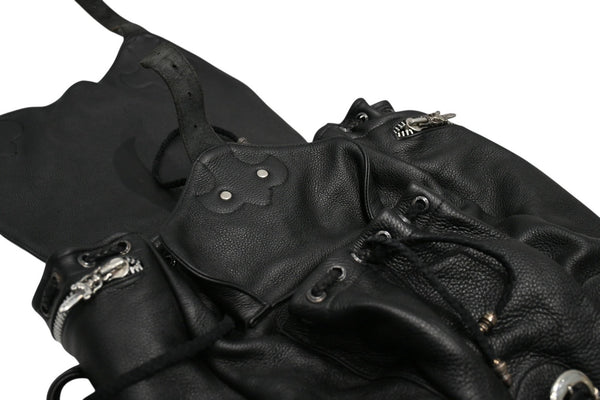 極美品 CHROME HEARTS クロムハーツ BSフレア バックパック リュック ガンスリンガー レザー シルバー925 ブラック 中古 4b012530
