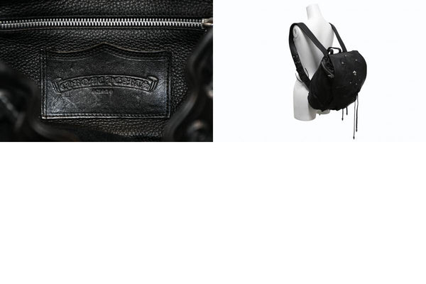 極美品 CHROME HEARTS クロムハーツ BSフレア バックパック リュック ガンスリンガー レザー シルバー925 ブラック 中古 4b012530