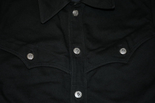 極美品 CHROME HEARTS クロムハーツ OLD DENIM WESTERN ウエスタン デニム ジャケット ブラック 黒 サイズM 中古 4b012292