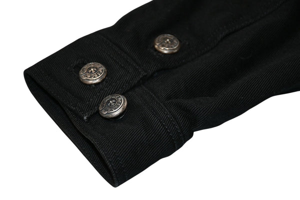 極美品 CHROME HEARTS クロムハーツ OLD DENIM WESTERN ウエスタン デニム ジャケット ブラック 黒 サイズM 中古 4b012292