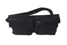 Load image into Gallery viewer, 極美品 GUCCI グッチ GGキャンバス ボディバッグ ウエストバッグ ウエストポーチ キャンバス レザー ブラック 中古 4b001232