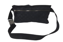 Load image into Gallery viewer, 極美品 GUCCI グッチ GGキャンバス ボディバッグ ウエストバッグ ウエストポーチ キャンバス レザー ブラック 中古 4b001232