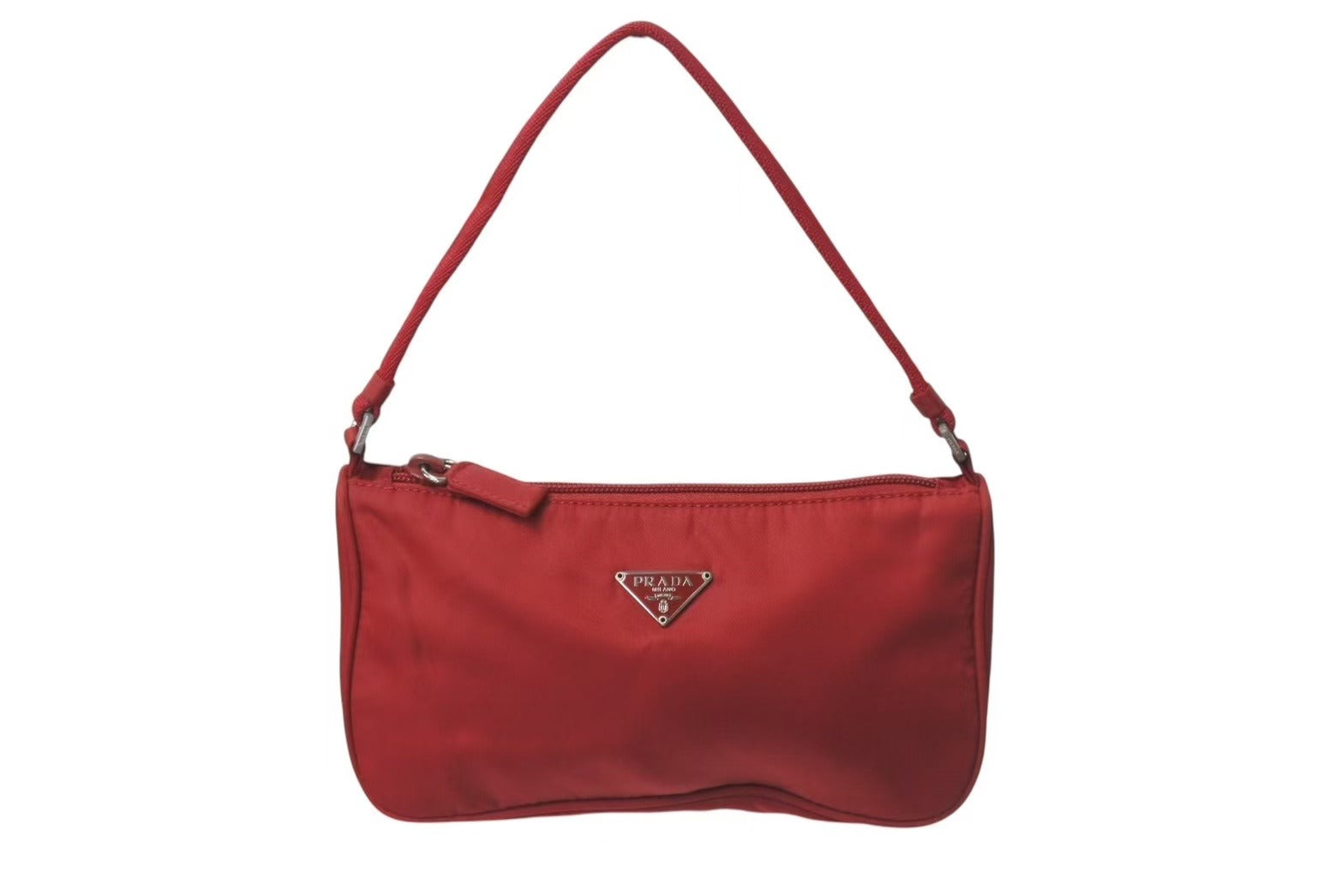 美品 プラダ アクセサリーポーチ ハンドバッグ テスートナイロン 三角タグ 紫 prada – タグ 