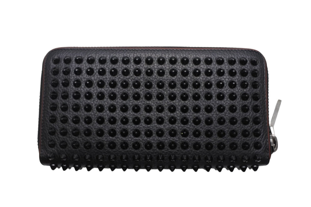 Christian Louboutin クリスチャンルブタン パネトーネ ロングウォレット ブラック レッド カーフ シルバー金具 良品 中古 4b011738
