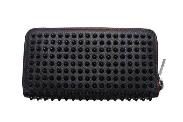 Christian Louboutin クリスチャンルブタン パネトーネ ロングウォレット ブラック レッド カーフ シルバー金具 良品 中古 4b011738