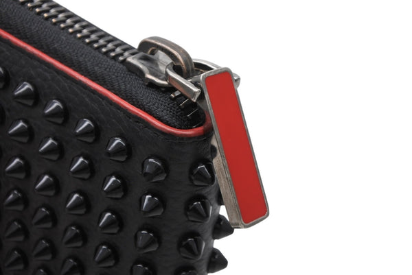 Christian Louboutin クリスチャンルブタン パネトーネ ロングウォレット ブラック レッド カーフ シルバー金具 良品 中古 4b011738