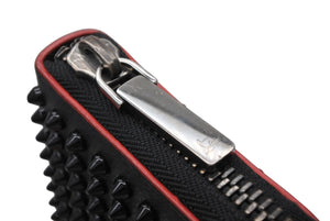 Christian Louboutin クリスチャンルブタン パネトーネ ロングウォレット ブラック レッド カーフ シルバー金具 良品 中古 4b011738
