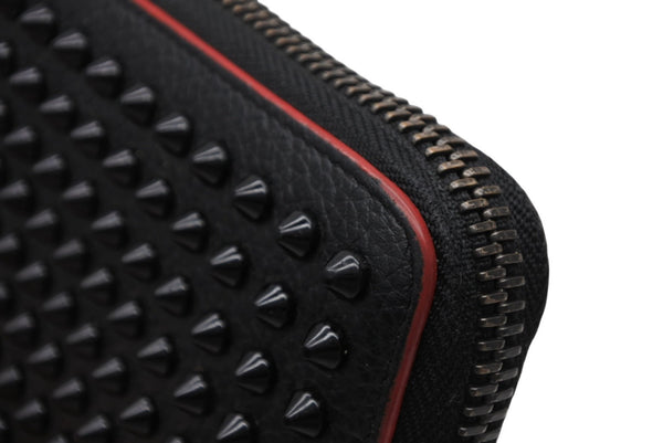 Christian Louboutin クリスチャンルブタン パネトーネ ロングウォレット ブラック レッド カーフ シルバー金具 良品 中古 4b011738