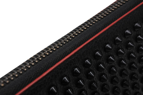 Christian Louboutin クリスチャンルブタン パネトーネ ロングウォレット ブラック レッド カーフ シルバー金具 良品 中古 4b011738