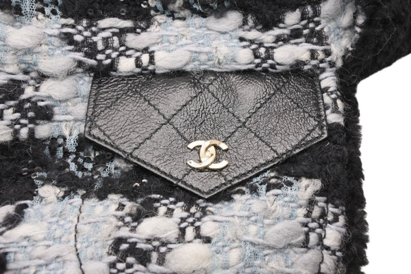 新品未使用 CHANEL シャネル チャプカ帽子 2025-2026AW AAB266 B21494 U2819 ツイード スパンコール ブラック グレー ゴールド金具 中古 4b012352