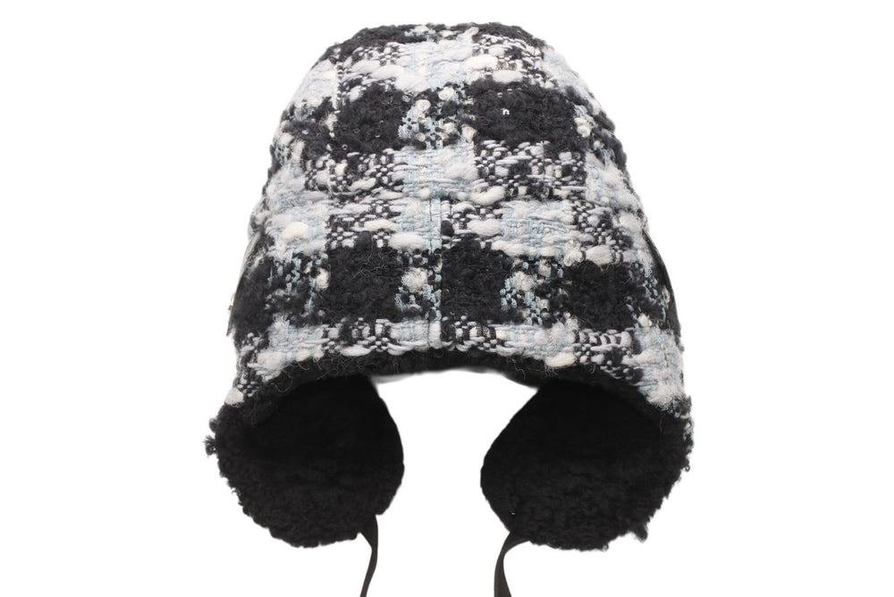 New and unused CHANEL Chapka Hat 2025-2026AW AAB266 B21494 U2819 Tweed Sequins Black Gray Gold Hardware Used 4b012352