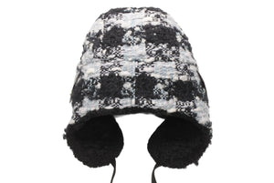新品未使用 CHANEL シャネル チャプカ帽子 2025-2026AW AAB266 B21494 U2819 ツイード スパンコール ブラック グレー ゴールド金具 中古 4b012352